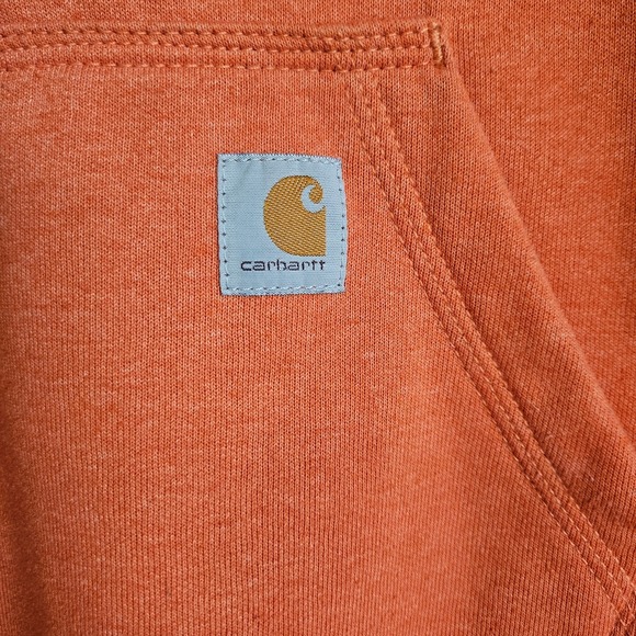 Carhartt Sweatshirt Womens L Orange Fleece Hoodie Relaxed Fit Workwear Cozy - Picture 11 of 13